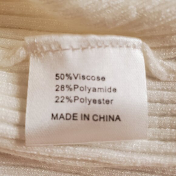 NWT MEROKEETY SZ XL Women's Ribbed Stretch Knit Scoop Neck Sweater White & Black - Picture 11 of 12